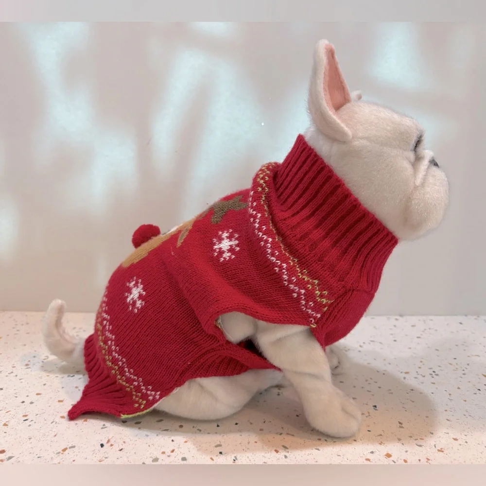Christmas Dog Knit Sweater with‎ Rudolph Size Small